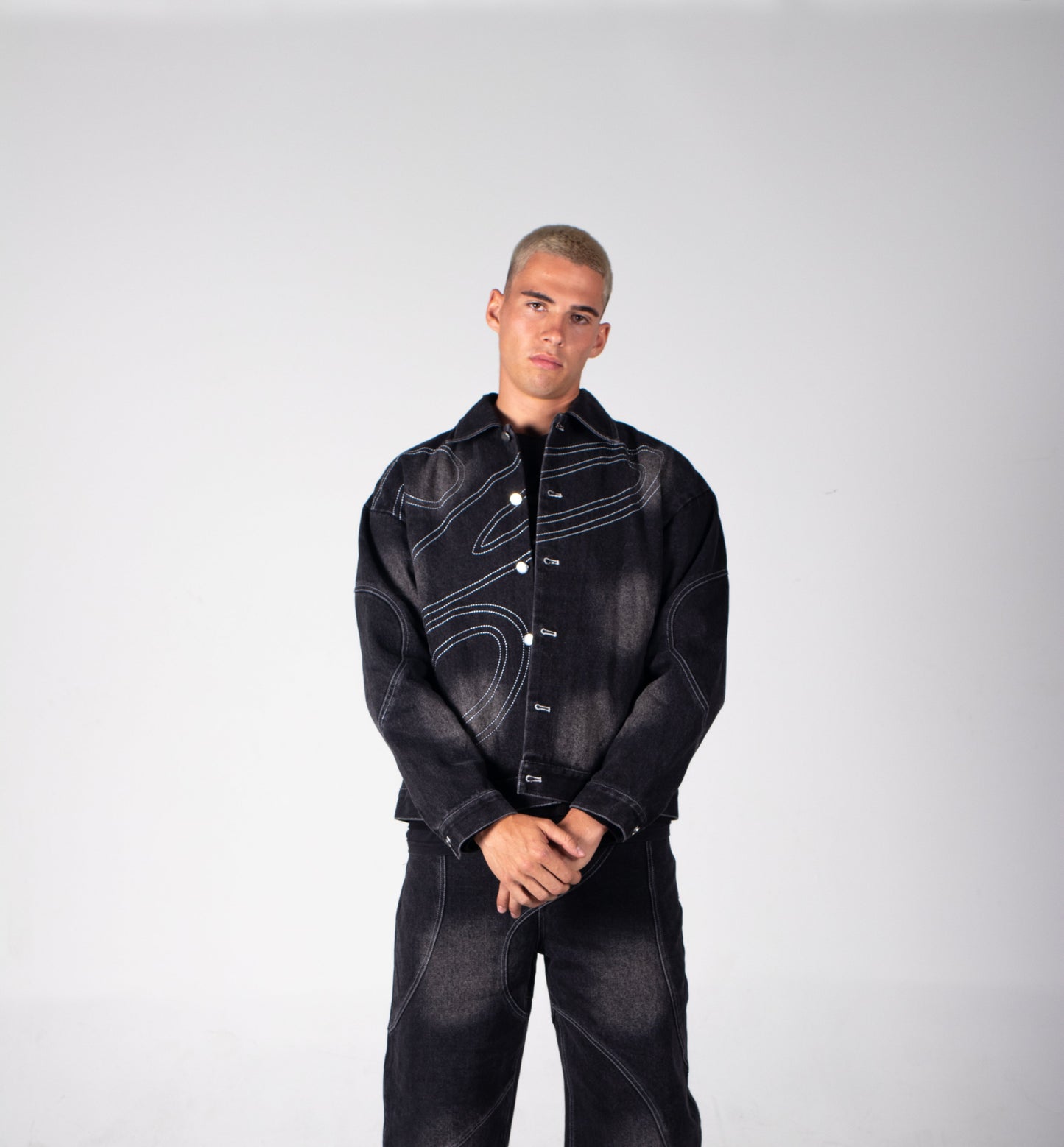 TOP DENIM ABSTRACT ORBIT