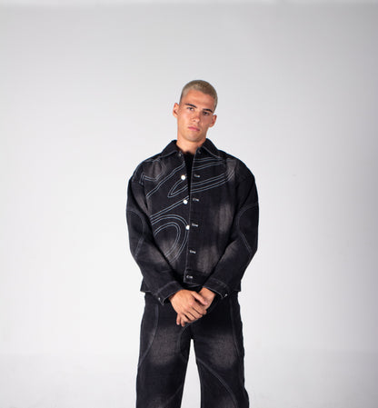 TOP DENIM ABSTRACT ORBIT