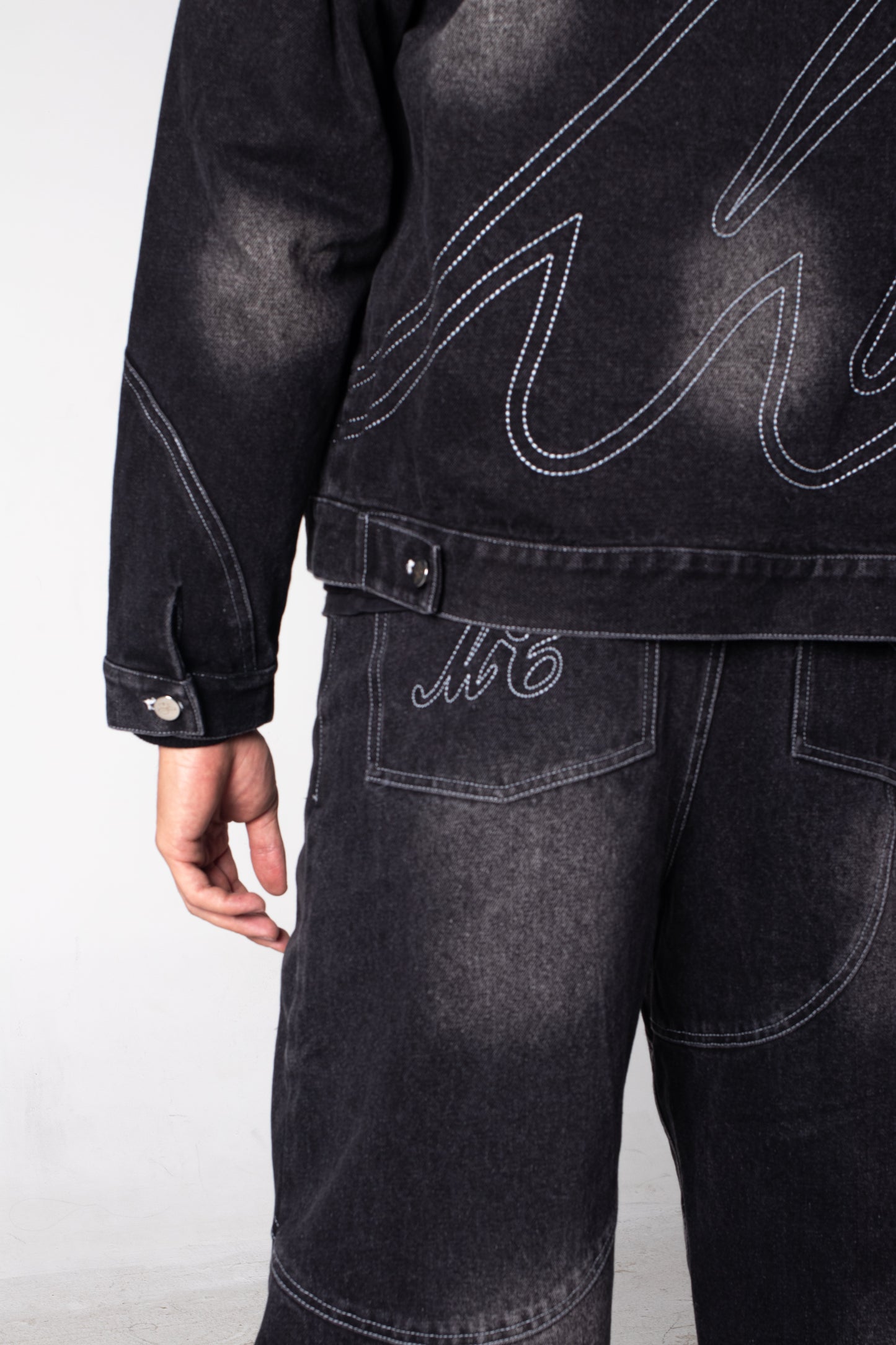 TOP DENIM ABSTRACT ORBIT