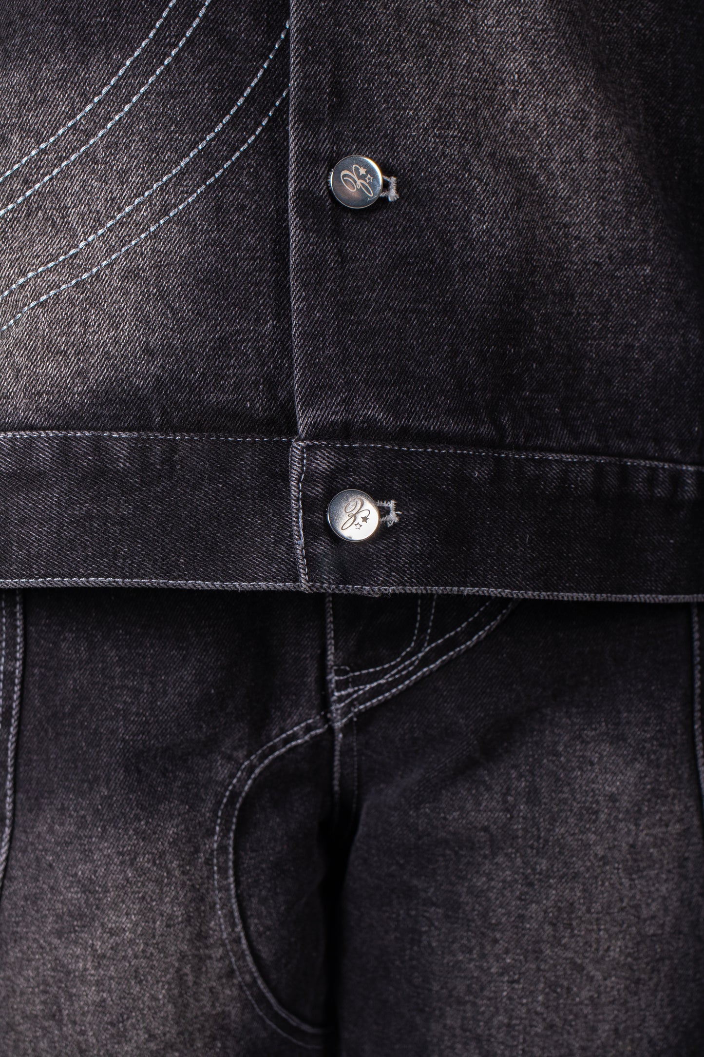 TOP DENIM ABSTRACT ORBIT