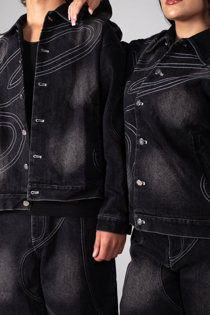 TOP DENIM ABSTRACT ORBIT