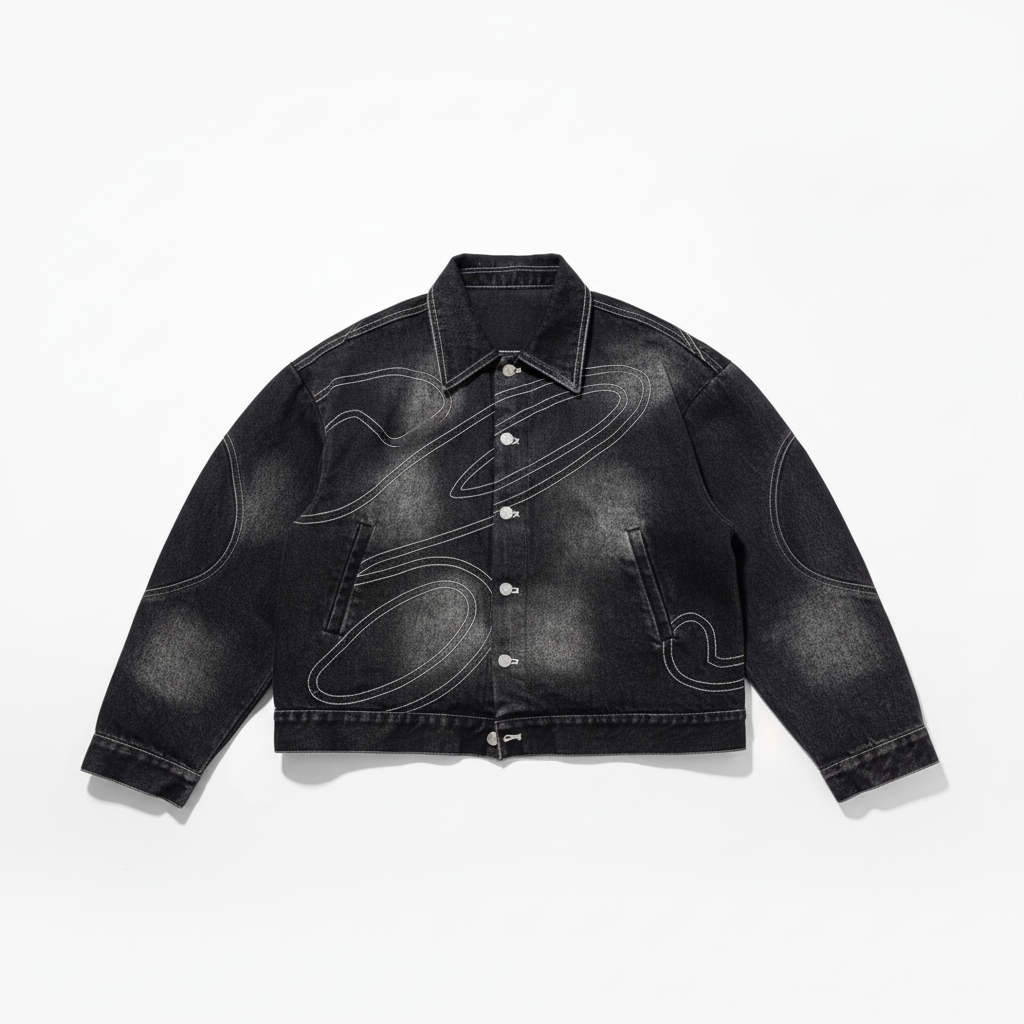 TOP DENIM ABSTRACT ORBIT