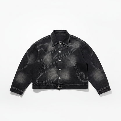 TOP DENIM ABSTRACT ORBIT